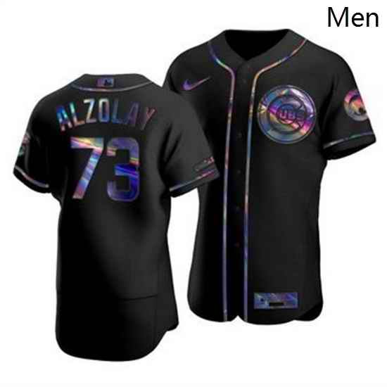 Men Chicago Cubs 73 Adbert Alzolay Men Nike Iridescent Holographic Collection MLB Jersey Black